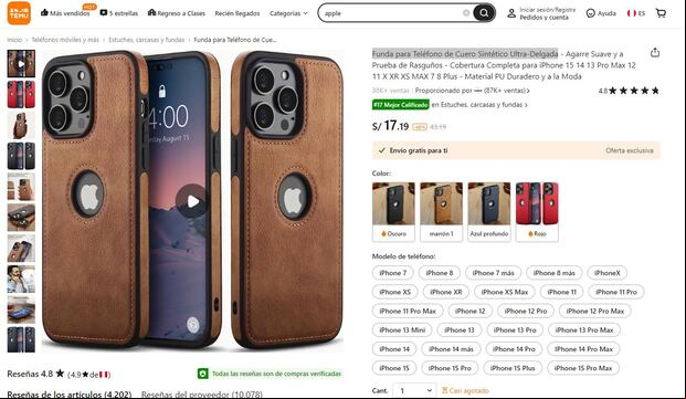 Ofertas de Temu para equipos de Apple