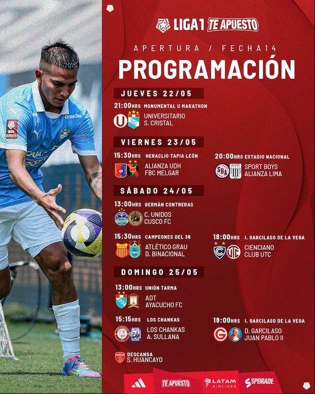 Así es la programación de la fecha 14 del Torneo Apertura.