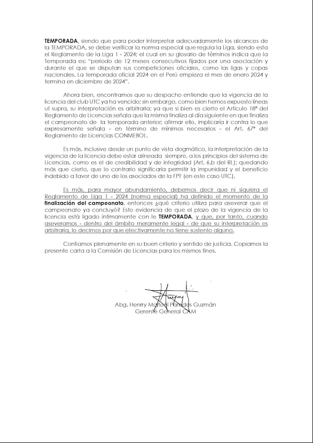 Carlos Mannucci envió carta solicitando revisión de licencias de UTC. (Foto: Difusión)