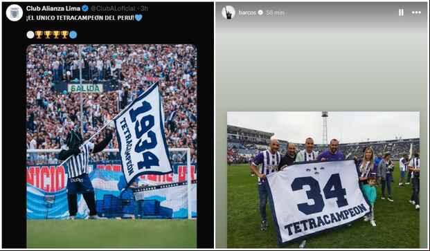 Las publicaciones de Alianza Lima y Hernán Barcos en redes. (X/Instagram)