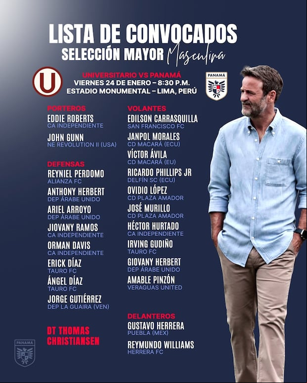 Los convocados de Panamá para la 'Noche Crema'. (Imagen: FEPAFUT)