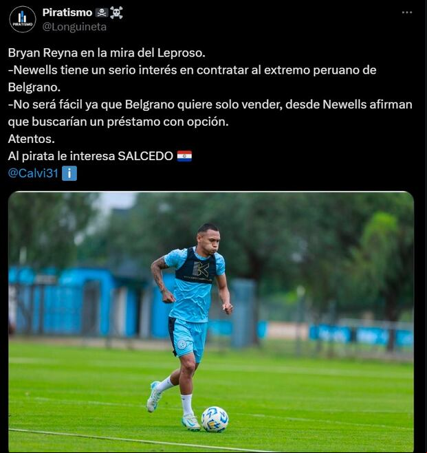 Información de la prensa argentina con el interés de Newell's Old Boys por Bryan Reyna. (Captura X)