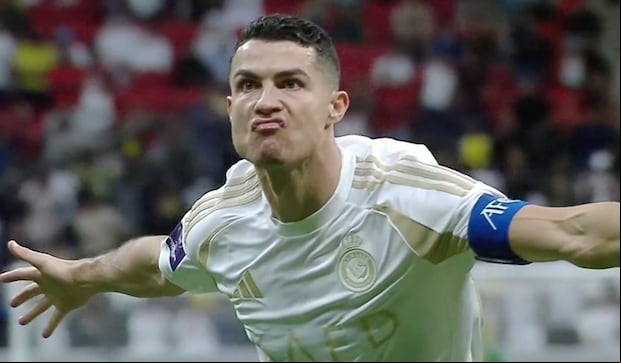 Así festejó Cristiano Ronaldo el gol 912 de su carrera profesional. (Foto: Getty Images)
