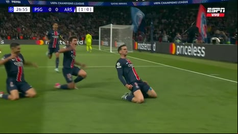 ¡Control y zurdazo! Gol de Fabián Ruiz para el 1-0 de PSG contra Arsenal por Champions League